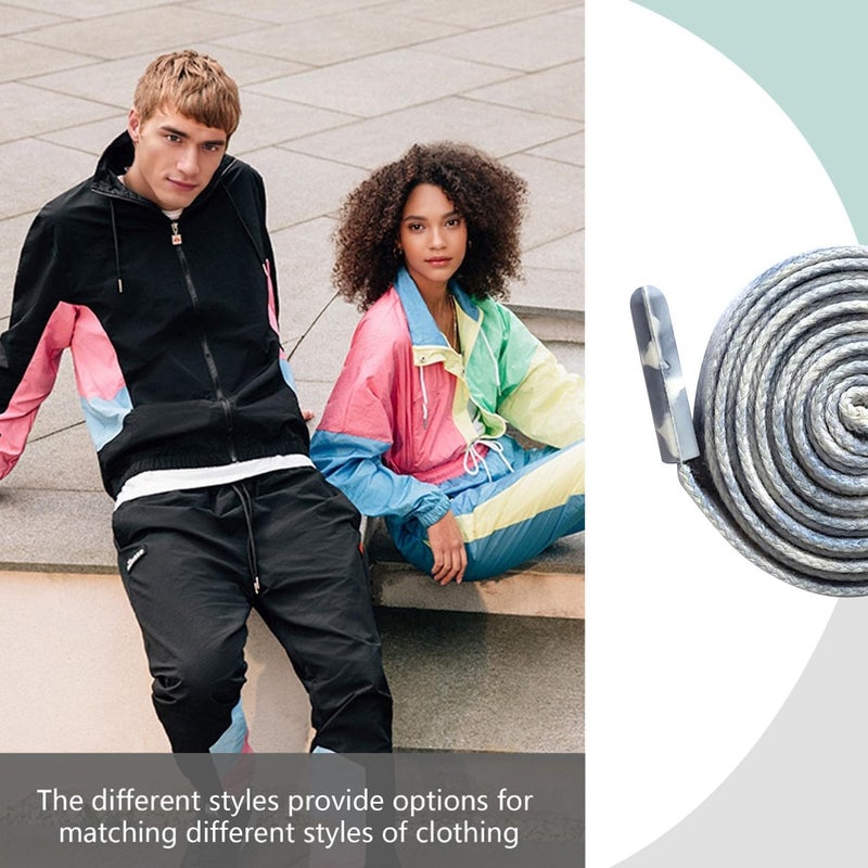 BOROLA 1Pcs 51 Inch Fashionable Durable Cotton Drawstring, Premium Hoodie, Sports Pants, Shorts Universal Drawstring Replacement (Navy-White Gradient Cord, Plastic End Cap) - Image 4